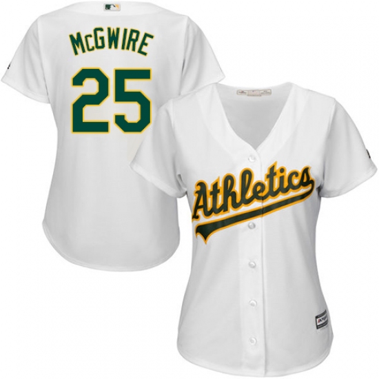 Women's Majestic Oakland Athletics #25 Mark McGwire Authentic White Home Cool Base MLB Jersey - Ujersey