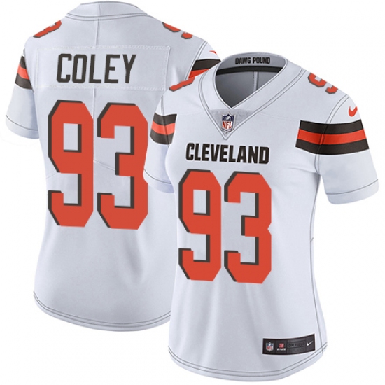 Women's Nike Cleveland Browns #93 Trevon Coley White Vapor Untouchable Limited Player NFL Jersey