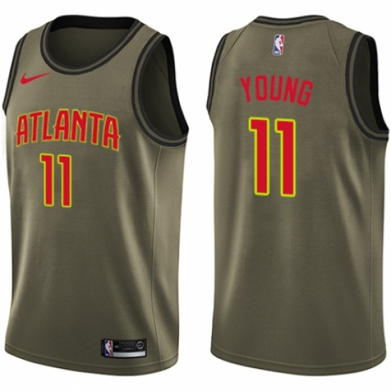 Youth Nike Atlanta Hawks #11 Trae Young Swingman Green Salute to Service NBA Jersey - Ujersey