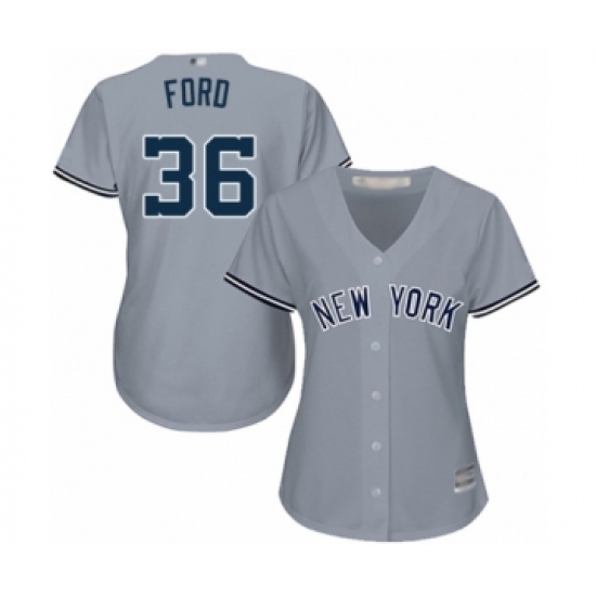 Women's New York Yankees #36 Mike Ford Authentic Grey Road Baseball Player Jersey - Ujersey
