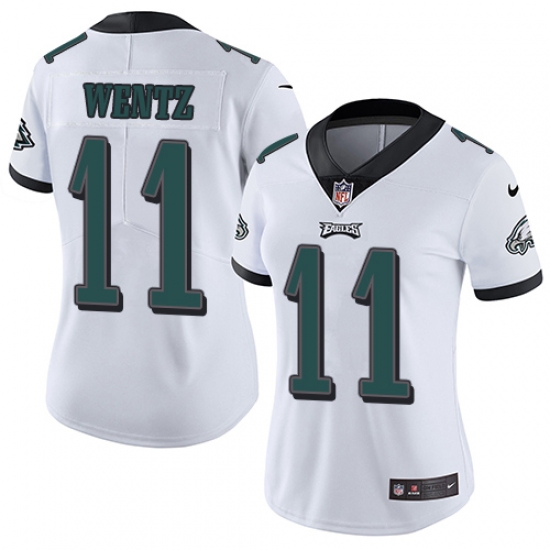 Women's Nike Philadelphia Eagles #11 Carson Wentz White Vapor Untouchable Limited Player NFL Jersey - Ujersey