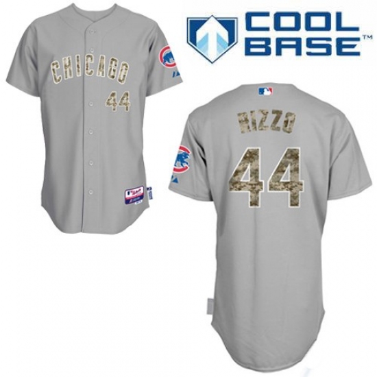 Men's Majestic Chicago Cubs #44 Anthony Rizzo Authentic Grey USMC Cool Base MLB Jersey - Ujersey