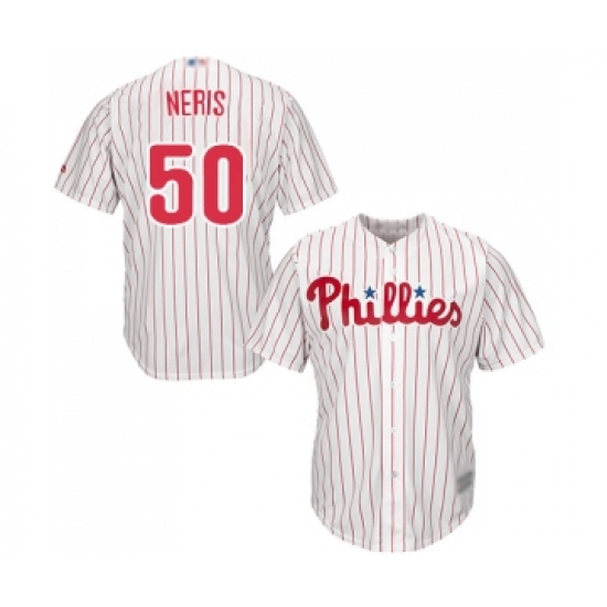 Youth Philadelphia Phillies #50 Hector Neris Replica White Red Strip Home Cool Base Baseball Jersey - Ujersey