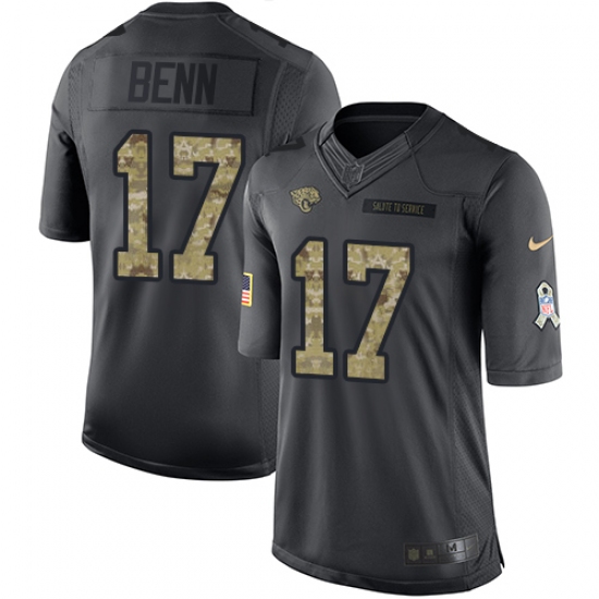 Men's Nike Jacksonville Jaguars #17 Arrelious Benn Limited Black 2016 Salute to Service NFL Jersey - Ujersey