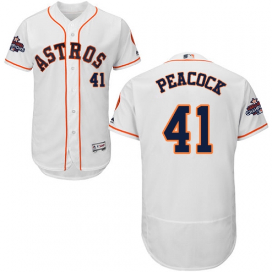 Men's Majestic Houston Astros #41 Brad Peacock Authentic White Home 2017 World Series Champions Flex Base MLB Jersey - Ujersey