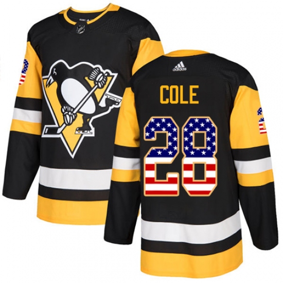 Youth Adidas Pittsburgh Penguins #28 Ian Cole Authentic Black USA Flag Fashion NHL Jersey - Ujersey