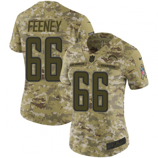 Women's Nike Los Angeles Chargers #66 Dan Feeney Limited Camo 2018 Salute to Service NFL Jersey - Ujersey