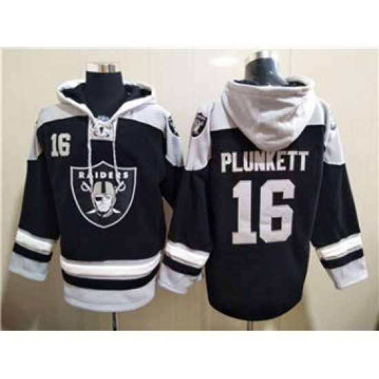 Men's Las Vegas Raiders #16 Jim Plunkett Ageless Must-Have Lace-Up Pullover Football Hoodie - Ujersey