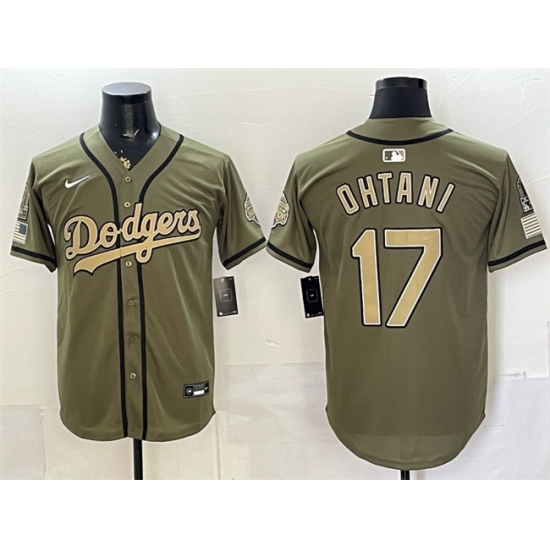 Men's Los Angeles Dodgers #17 Shohei Ohtani Olive 2026 Armed Forces Day Stitched Baseball Jersey