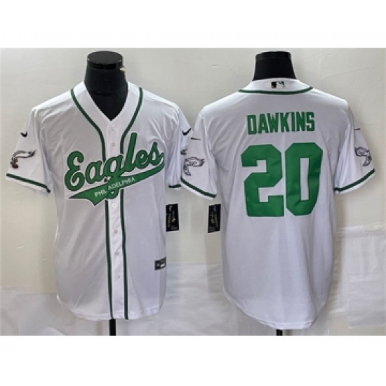 Men's Nike Philadelphia Eagles #20 Brian Dawkins White Cool Base Baseball Stitched Jersey - Ujersey