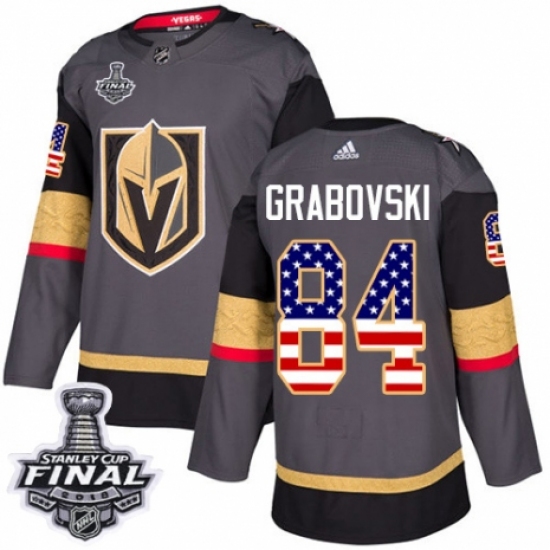 Men's Adidas Vegas Golden Knights #84 Mikhail Grabovski Authentic Gray USA Flag Fashion 2018 Stanley Cup Final NHL Jersey - Ujersey