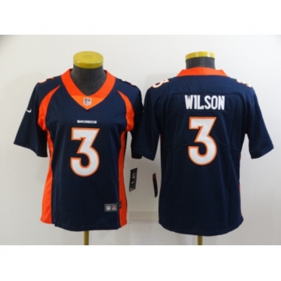 Women Denver Broncos #3 Russell Wilson Navy Vapor Untouchable Limited Stitched Jersey - Ujersey