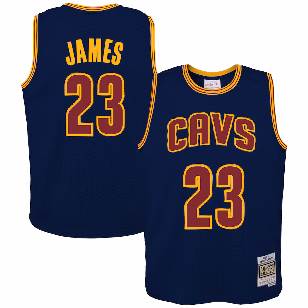 Youth Cleveland Cavaliers LeBron James Mitchell & Ness Navy 2015/16 Hardwood Classics Swingman Jersey - Vujersey Los Angeles Rams