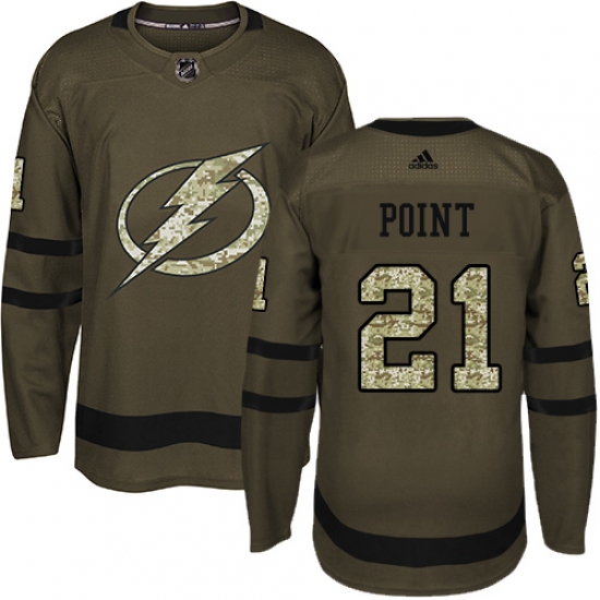 Men's Adidas Tampa Bay Lightning #21 Brayden Point Authentic Green Salute to Service NHL Jersey - Ujersey