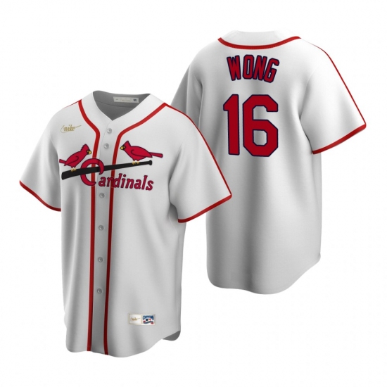 Men's Nike St. Louis Cardinals #16 Kolten Wong White Cooperstown Collection Home Stitched Baseball Jersey - Ujersey