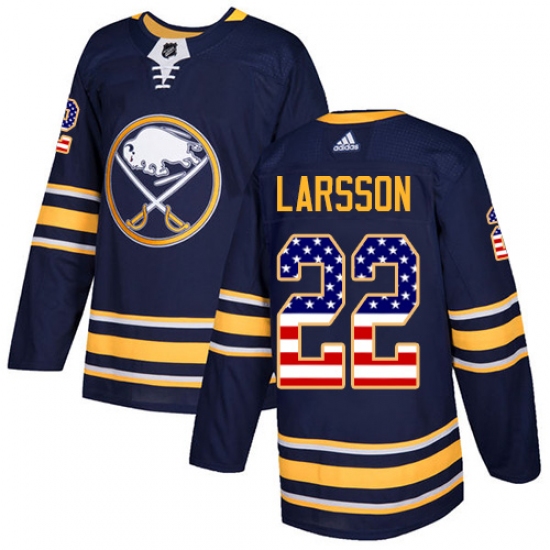 Men's Adidas Buffalo Sabres #22 Johan Larsson Authentic Navy Blue USA Flag Fashion NHL Jersey - Ujersey