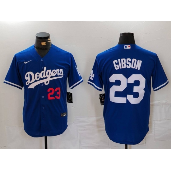 Men's Los Angeles Dodgers #23 Kirk Gibson Number Blue Cool Base Stitched Jersey - Ujersey