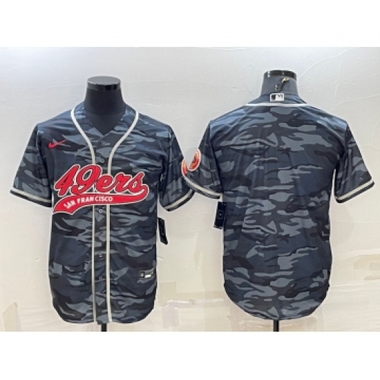 Men's San Francisco 49ers Blank Grey Camo With Patch Cool Base Stitched Baseball Jersey - Ujersey