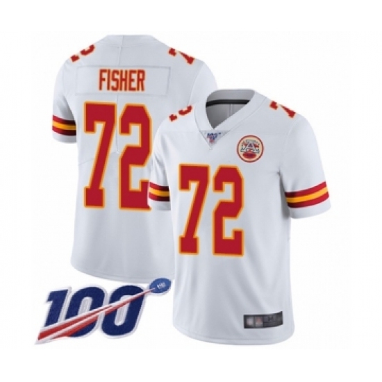 Men's Kansas City Chiefs #72 Eric Fisher White Vapor Untouchable Limited Player 100th Season Football Jersey - Ujersey