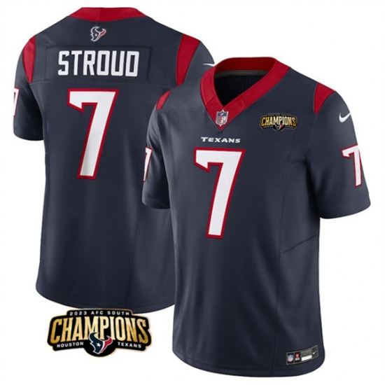 Men's Houston Texans #7 C.J. Stroud Navy 2023 F.U.S.E. AFC South Champions Vapor Untouchable Limited Football Stitched Jersey