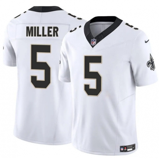 Men's New Orleans Saints #5 Kendre Miller White 2025 F.U.S.E Vapor Limited Football Stitched Jersey - Ujersey