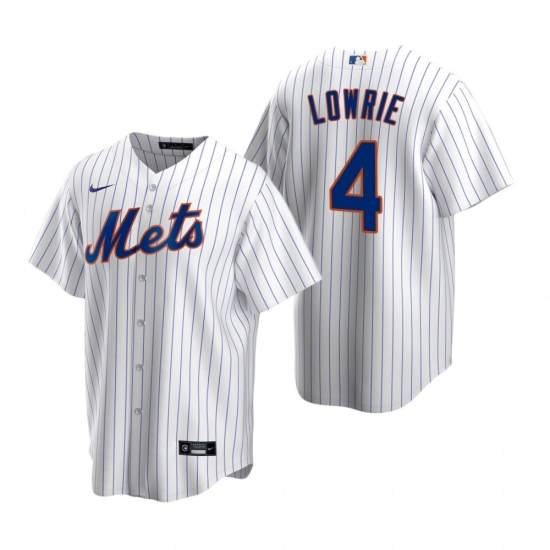 Men's Nike New York Mets #4 Jed Lowrie White 2020 Home Stitched Baseball Jersey - Ujersey