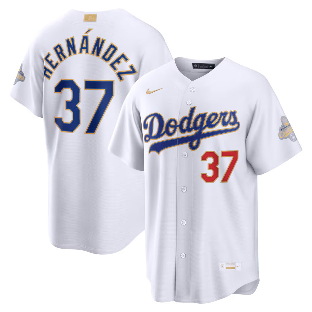 Men's Los Angeles Dodgers Teoscar Hernández Nike White 2026 Gold Collection Stadium Jersey - Ujersey NHL