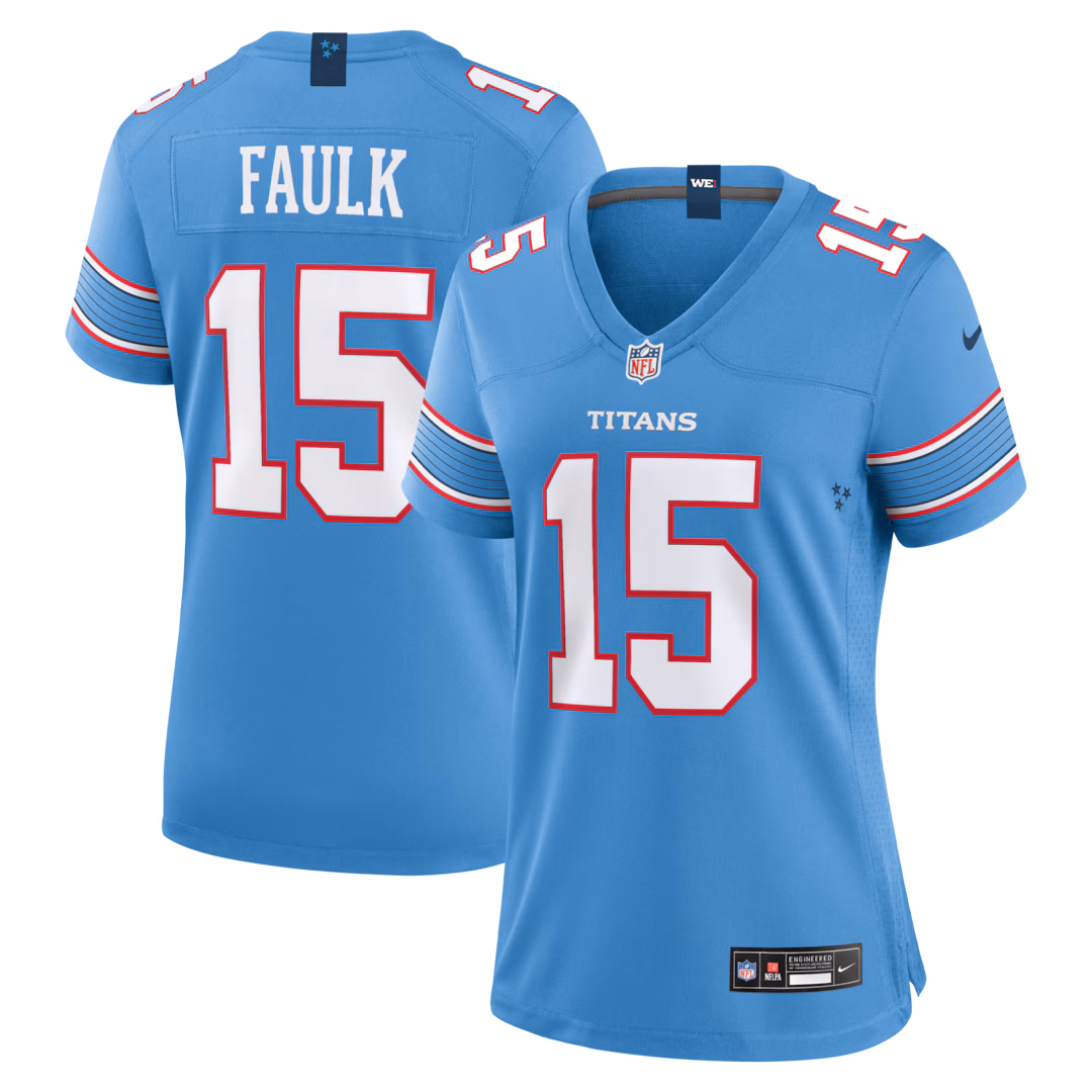 Women's Tennessee Titans Keldric Faulk Nike Light Blue Team Game Jersey - Ujersey