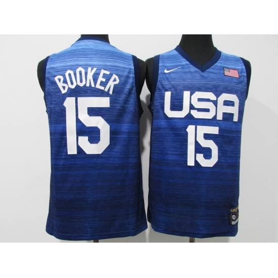 Men's Phoenix Suns #15 Devin Booker Blue USA Basketball Tokyo Olympics 2021 Jersey - Ujersey