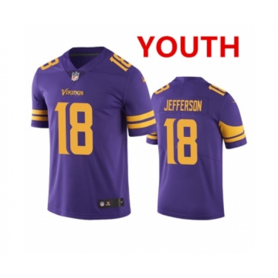 Youth Minnesota Vikings #18 Justin Jefferson Purple Color Rush Limited Stitched Jersey - Ujersey