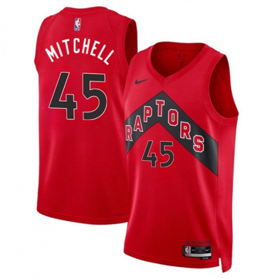 Men's Toronto Raptors #45 Davion Mitchell Red Icon Edition Stitched Basketball Jersey - Ujersey