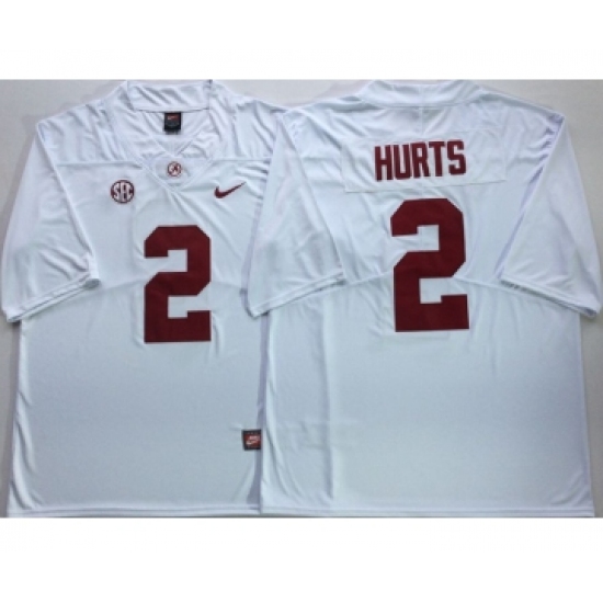 Alabama Crimson Tide 2 Jalen Hurts White Nike College Football Jersey