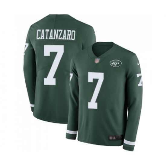 Youth New York Jets #7 Chandler Catanzaro Limited Green Therma Long Sleeve Football Jersey - Ujersey