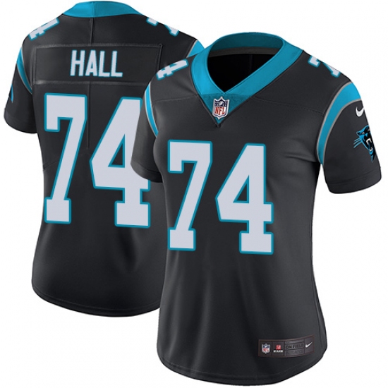Women's Nike Carolina Panthers #74 Daeshon Hall Black Team Color Vapor Untouchable Limited Player NFL Jersey - Ujersey