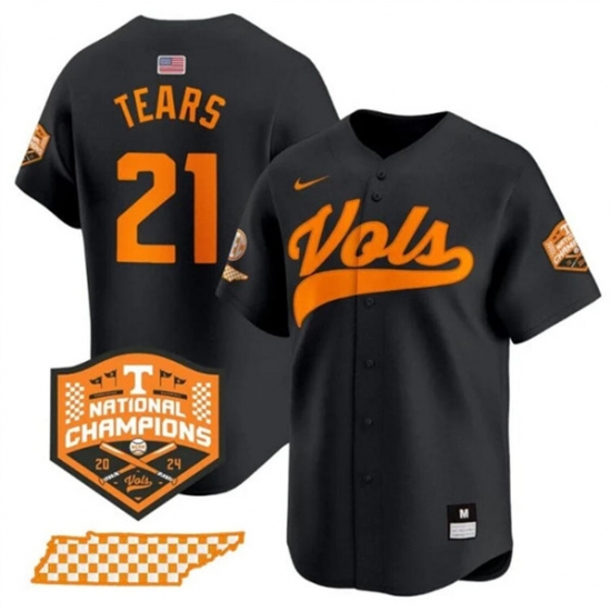 Men's Tennessee Volunteers #21 Kavares Tears Black 2024 Champions Vapor Limited Stitched Jersey - Ujersey