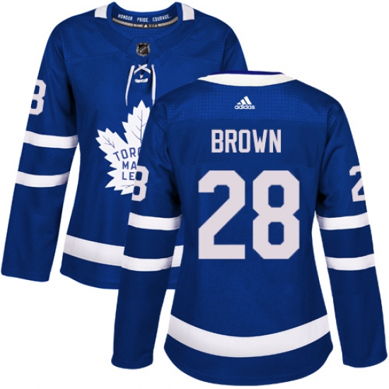 Women's Adidas Toronto Maple Leafs #28 Connor Brown Authentic Royal Blue Home NHL Jersey - Ujersey