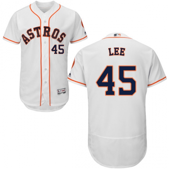 Men's Majestic Houston Astros #45 Carlos Lee White Home Flex Base Authentic Collection MLB Jersey - Ujersey