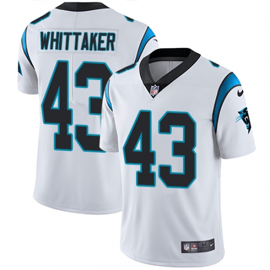Youth Nike Carolina Panthers #43 Fozzy Whittaker White Vapor Untouchable Limited Player NFL Jersey - Ujersey