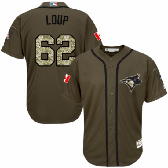 Men's Majestic Toronto Blue Jays #62 Aaron Loup Authentic Green Salute to Service MLB Jersey - Ujersey