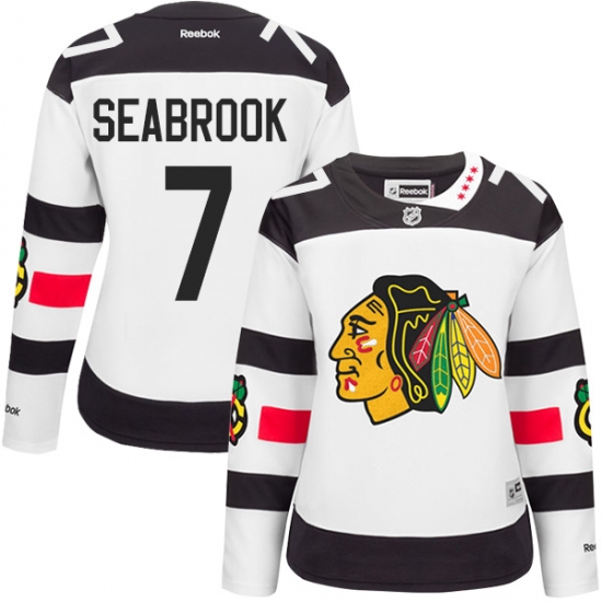Women's Reebok Chicago Blackhawks #7 Brent Seabrook Authentic White 2016 Stadium Series NHL Jersey