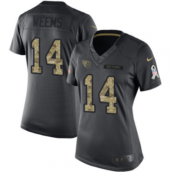 Women's Nike Tennessee Titans #14 Eric Weems Limited Black 2016 Salute to Service NFL Jersey