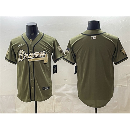 Men's Atlanta Braves Blank Olive 2026 Armed Forces Day Stitched Baseball Jersey - Ujersey