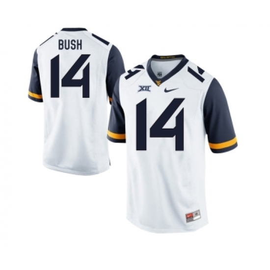 West Virginia Mountaineers 14 Tevin Bush White College Football Jersey - Ujersey