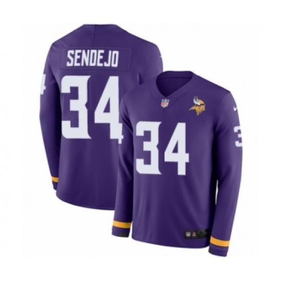 Men's Nike Minnesota Vikings #34 Andrew Sendejo Limited Purple Therma Long Sleeve NFL Jersey - Ujersey
