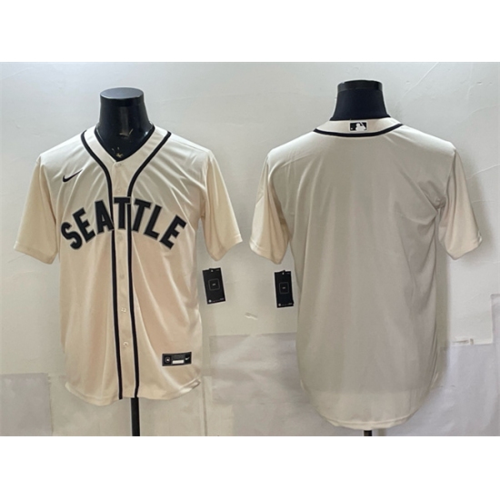 Men's Seattle Mariners Blank Cream Alternate Stitched Baseball Jersey - Ujersey