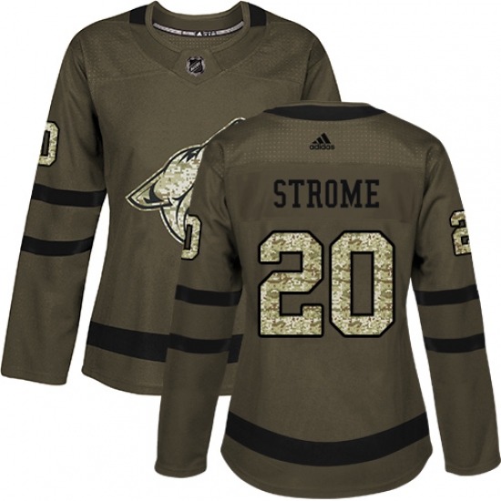 Women's Adidas Arizona Coyotes #20 Dylan Strome Authentic Green Salute to Service NHL Jersey - Ujersey