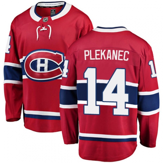 Youth Montreal Canadiens #14 Tomas Plekanec Authentic Red Home Fanatics Branded Breakaway NHL Jersey - Ujersey