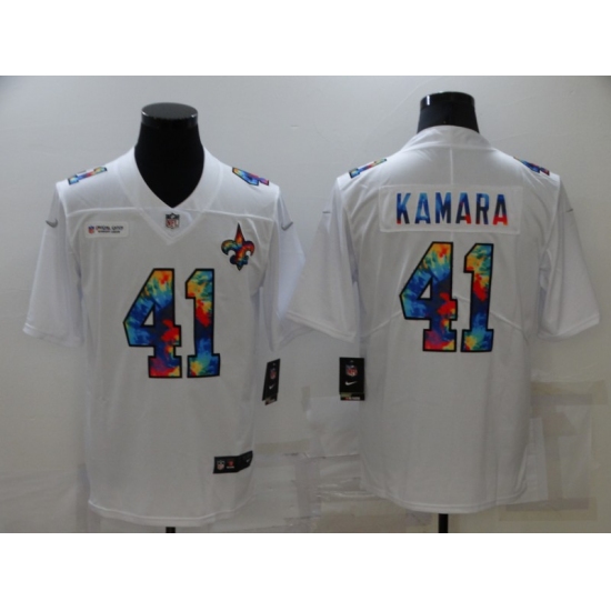 Men's New Orleans Saints #41 Alvin Kamara White Rainbow Version Nike Limited Jersey - Ujersey