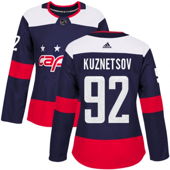 Women's Adidas Washington Capitals #92 Evgeny Kuznetsov Authentic Navy Blue 2018 Stadium Series NHL Jersey - Ujersey