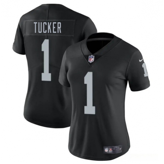 Women's Las Vegas Raiders #1 Tre Tucker Black 2025 Vapor Football Stitched Jersey(Run Small) - Ujersey